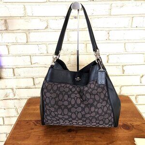 Like New Coach Black Lexy Signature Shoulder Bag Handbag Carryall